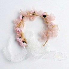 DofM 로망스 플라워 화관 웨딩화관 조화머리화관