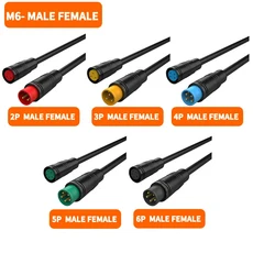 수암 전기 센서 커넥터 소켓 M6 항공 플러그 2 3 4 5 핀 IP65 20cm 와이어 포함 10/100, 04 2P, 02 5 Sets, 04 M6 Male Female