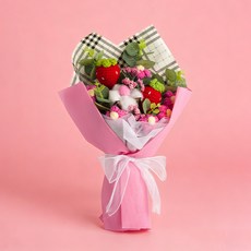 禮物針織花束毛線水果仿真花情人節永生花七夕節禮物, 草莓花束:如圖所示