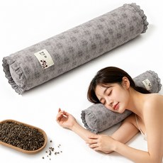 Leesheer 순면 커버 메밀 경추베개 목베개 숙면 통기성 여름용 분리세탁, 1개, 그레이