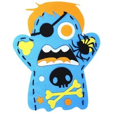 斑馬麥麥 萬聖節手偶DIY材料包 兒童手工不織布手套 幼兒園裝飾 卡通布藝手偶