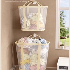 髒衣簍家用大容量可摺疊壁掛衣服收納便攜衛生間浴室放髒髒衣籃, 黃色,熱賣：【特大號】織帶材質/使用壽命更長