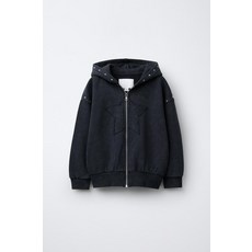 자라 ZARA 페이크 워싱 스타 스터드 후드 스웨트셔츠 - 콜 그레이 938072