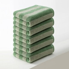록신 호텔 수건 스트라이프 디자인 선염 40수 코마사 데일리 타월, 그린, 5개