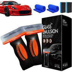 유리 에멀젼 클리너 2026년형 새로운 휴대용 유막 제거기 자동차 클리닝 브러시 업그레이드 보드가 있는 롤온 글래스 컴파운드 윈드실드 선명도 향상 1PC, 2PCS