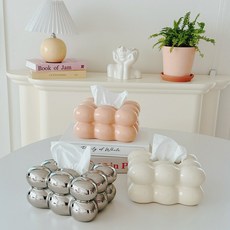 로즈소녀하우스 솜사탕 세라믹 휴지케이스 각티슈케이스 휴지커버, 계란 티슈케이스 실버