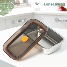 HOOT 온프레시 전자레인지 스텐 밀폐용기 직사각 반찬통 (600ml)