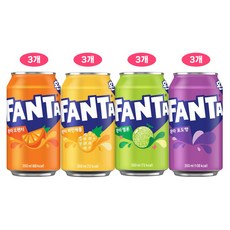 환타 4종세트[오렌지+파인애플+멜론+포도], 12개, 350ml