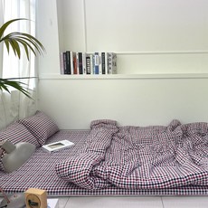 이불아저씨 포시즌 요매트(+솜포함) 요이불세트 요+차렵이불+베개커버, 체크 베리