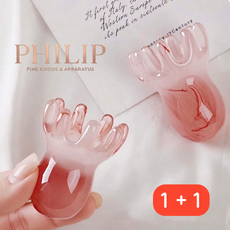 1+1 PHILIP 문어 괄사 마사지기 얼굴 리프팅 지압 두피 마사지기 붓기제거 뷰티 홈케어, 마블 핑크, 2개