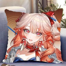 명일방주 하루카 스웨이드 소재 커버 쿠션 베개 셋트, 2, 50x50cm