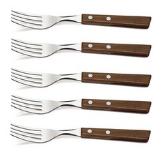 트라몬티나 내추럴우드핸들 디저트용 포크 5개 묶음-아마존의 천연원목핸들, 천연원목색상(혼합색상)