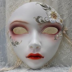 有貨魂作物原創手繪網紅漢服古風面具舞會成人裝扮道具中國風全臉面具 DIY手工好物鋪, 虞美人面具, 1個