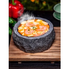 1인용 돌솥 비빔밥 무쇠가마솥 아궁이 주방용 냄비 식기 주방용품 식기 비빔밥 솥 가정용, 1개, 나무트레이 포함 16cm 자연면, 16cm