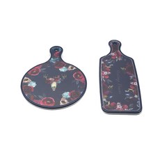 투톤 핸들 서빙도마/원형/빈티지 플라워, 1개