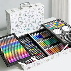 프리미엄 미술 도구 세트 컬러링 드로잉 4단 케이스 145 pcs, 1세트, 145색