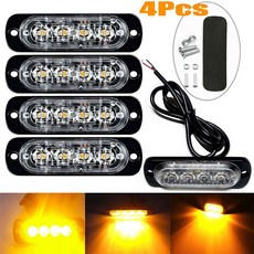 호환 4x 4LED 차량 경고등 그릴 고장등 차량 트럭 트레일러 비콘 램프 LED 황색 측면등 (12V - 24V)