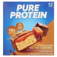 Pure Protein 글루텐 무함유 바 초콜릿 솔티드 캐러멜 12개입 개당 50g(1.76oz) Protein (퓨어 프로틴), 50g, 단일