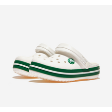 크록스 아동 토들러용 화이트 그린 컬러밴드 캐쥬얼 클로그