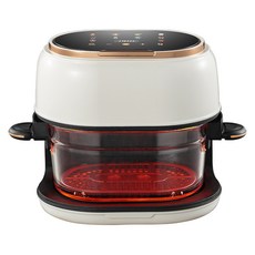 無油可視空氣炸鍋家用4L大容量玻璃多功能智能電烤箱禮品, 淺綠色,國內220V使用