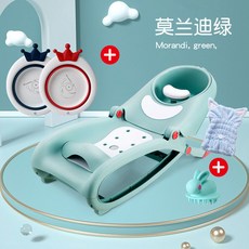 寶寶洗頭椅 可折疊 兒童洗髮 家用凳子 洗髮神器寶寶洗頭椅小孩洗頭髮躺椅架女兒童洗髮床神器凳子可折疊家用大號－, 綠（送刷+2臉盆+乾髮帽）, 1個