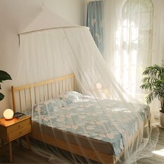 公主蚊帳 網紅溫馨圓吊頂蚊帳 加密雙人蚊帳, 本白頂珍珠白,1.35m（4.5英尺）