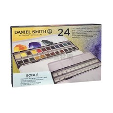 Daniel Smith丹尼爾史密斯手持旅行半塊狀水彩盒裝，6-24色可選，輕巧便攜，戶外寫生首選, 24色Extra Fine #113鐵盒