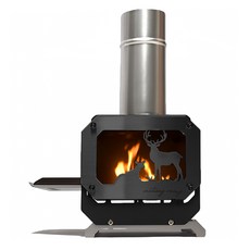 VICTORY CAMP POCKET DD 迷你便攜型柴爐 戶外露營暖爐 鹿剪影, 黑色, 1個