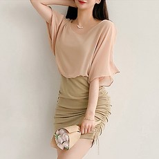 glamdivv 女裝必備雪紡拼色迷你連體A1741