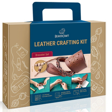 BEAVERCRAFT 皮革工藝手鐲套裝，DIY皮革手環製作，手工藝材料包，體驗手作樂趣與個人風格展現, 1套