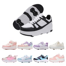 PHTEER 롤러슈즈 바퀴달린 운동화 롤러스케이트 4륜 F11, 블랙, 1개