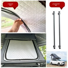 하드루프탑텐트 픽업트럭용 하드셸 6종옵션 혼캠 노지 캠핑 지붕, 그레이2.1m크로스바+절연층+텔레스코픽사다리