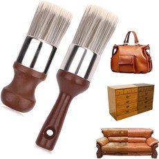 가구용 2PCS 살브 브러시 가죽 목재 가구 수리 세트 부드러운 나일론 브리스틀 폴란드 및 왁스 어플리케이터 내구성 있는 카시트 재킷 신발 관리용 청소 도구, 가구용 연고 브러시 2개 가죽 목재 가구 수리 세트 나