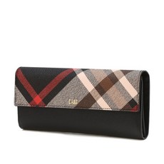 닥스 여성 블랙 체크배색 소가죽 장지갑 WCWA3F281BK