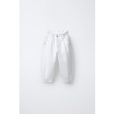 국내배송 자라 ZARA JEANS PAPERBAG BAGGY - 스크래치 화이트 970675