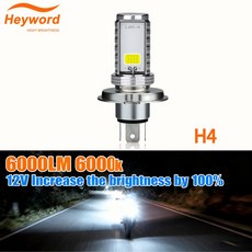 오토바이 용품 H4 LED 모토 H6 BA20D 바이크 오토바이 헤드라이트 전구 양면 COB 화이트 6000K 로우 램프