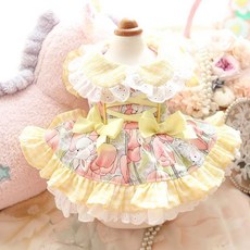 寵物春夏洛麗塔公主裙，可愛狗狗貓咪蓬蓬裙，泰迪比熊適用, 黃兔,S建議1.2.5-2.5公斤, 1個