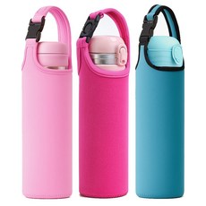 바시니아 핸디 보틀 물병 텀블러 파우치 3개세트 550ml, 1개, 05_연핑크 핑크 블루블랙테두리