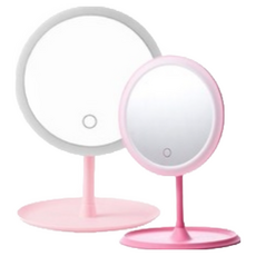 可調光LED觸控化妝鏡 智能補光美妝鏡 網美必備居家生活, 02.粉色款