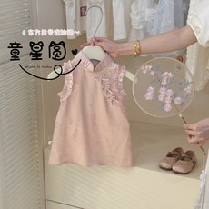 臺灣熱銷 童星圓女童連衣裙夏裝兒童新中式旂袍裙子週歲寶寶禮服公主裙夏季