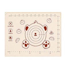 JoyBaby 食品級矽膠揉麵墊 小熊烘焙墊 多尺寸 加高邊緣防漏設計, 1個