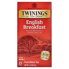 트와이닝스 순수 홍차 잉글리시 브렉퍼스트 티백 25개 Twinings Pure Black Tea English Breakfast 25 Tea Bags 1.76 oz, 1개입, 1개, 100g