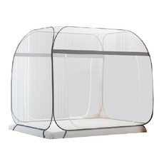 KIDS PARK 蒙古包蚊帳 加大加高加寬折疊蚊帳 全包圍防蚊罩 雙開門回底款 蚊帳 免安裝摺疊式 單人雙人床用, 白