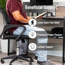 Mind Reader 에어 클라우드 메모리 폼이 있는 허리 롤 베개 등 및 엉덩이 지지대 통기성 커버 조절 가능한 스트랩 블랙