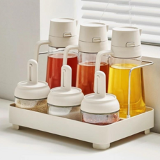피라모니 오일병 조미료통 밀폐 스푼 양념통 7종세트, 오일병3P+양념통3P+거치대, 1세트