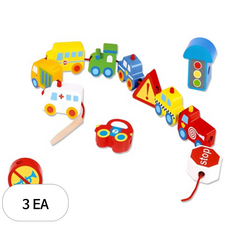 젠토이 원목 붕붕 자동차 끈꿰기, 3개