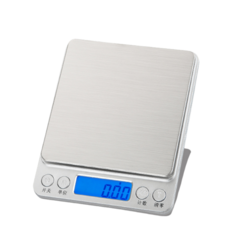 家用廚房烘焙電子秤 不鏽鋼珠寶秤, 1個, 3kg/0.1g+兩托盤, 222