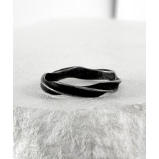 BLESSED BULLET ss-트위스트 웨이브 링_블랙 실버