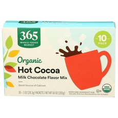 365 바이 홀푸드 마켓 드링크 핫 코코아 밀크 초콜릿 유기농 10 카운트 10온스, 1 Ounce (Pack of 10), 283g