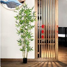 인조 대나무 조경 높이 울타리 장식 야외 실내 담장, 분재 포함 1.8m 세트